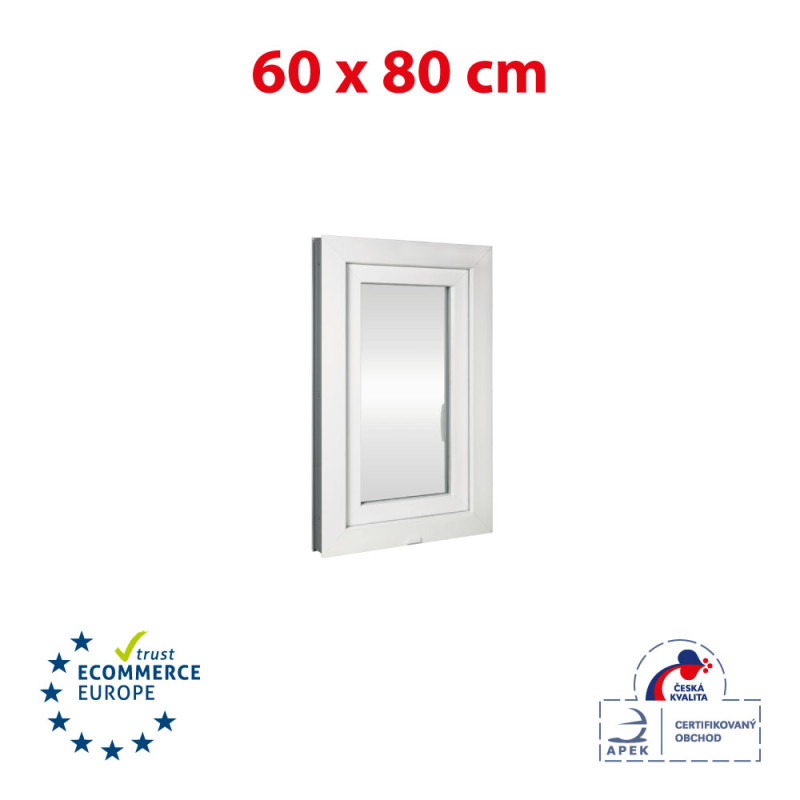 Plastic window | 60 x 80 cm (600 x 800 mm) | white | opening and tilting | right